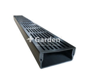 Garden Drain 65 100 Kunststof Goot Met Zwart Aluminium Rooster 1000mm