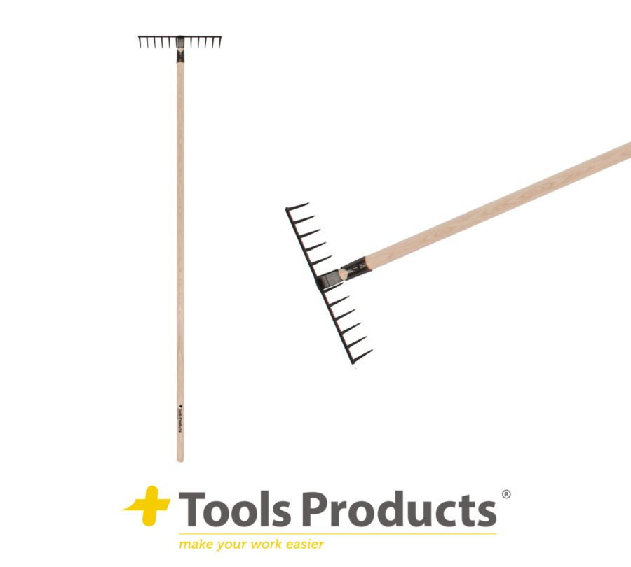 +Tools® Tuinhark 12 tands, gebogen met steel