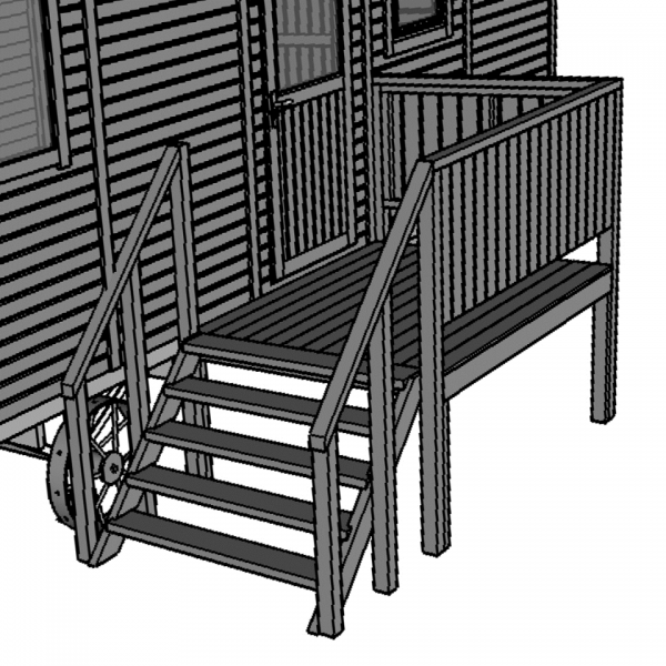 Veranda met zij-ingang zigeunerwagen Afmeting: B287xD134XH180cm