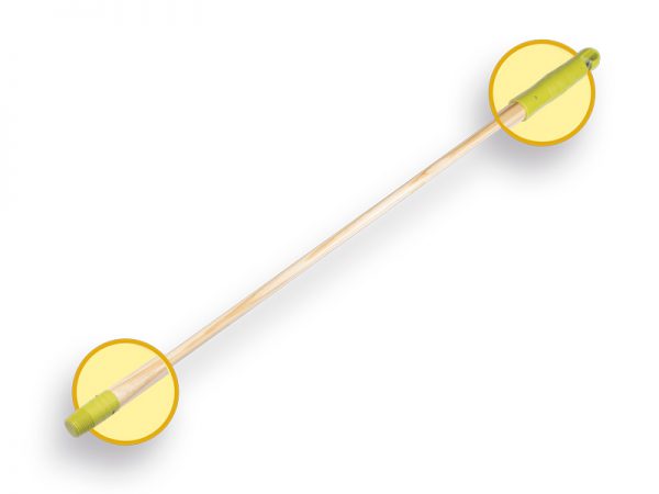 Bezemsteel met kunststof schroefdraad en ophangdop 130x2,4
