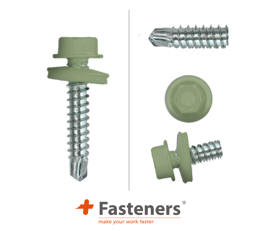 +Fasteners® Dakpanplaatschroeven met Kleur 4,8x35 Zn R6021 100 st.