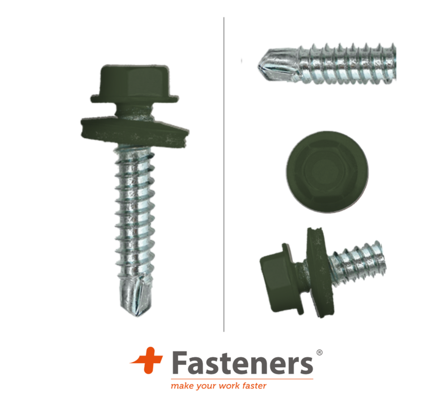 +Fasteners® Dakpanplaatschroeven met Kleur 4,8x35 Zn R6020 100 st.