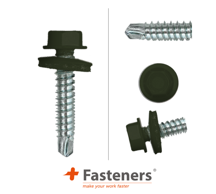 +Fasteners® Dakpanplaatschroeven met Kleur 4,8x35 Zn R6007 100 st.