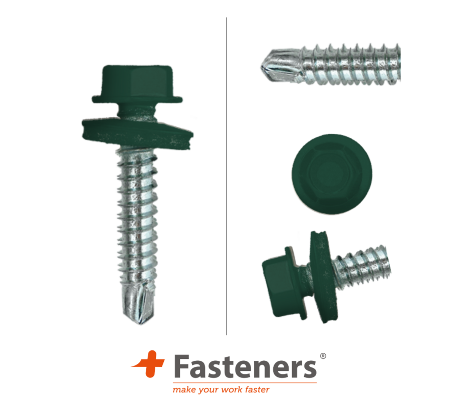 +Fasteners® Dakpanplaatschroeven met Kleur 4,8x35 Zn R6005 100 st.