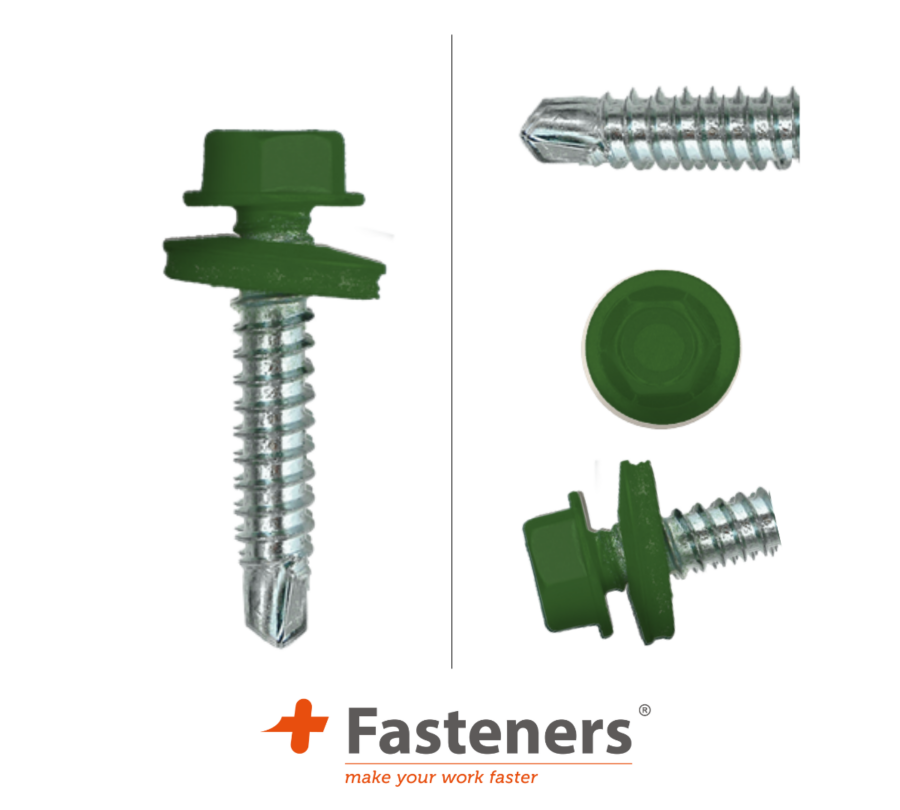 +Fasteners® Dakpanplaatschroeven met Kleur 4,8x35 Zn R6002 100 st.