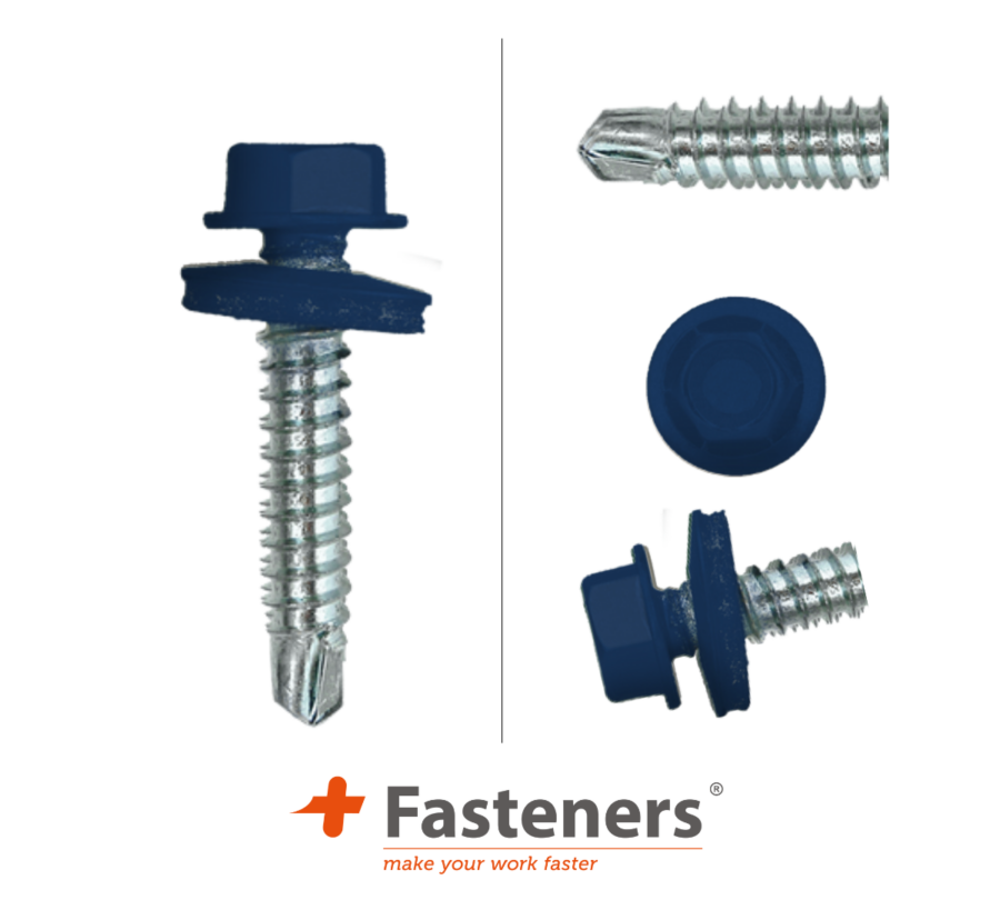 +Fasteners® Dakpanplaatschroeven met Kleur 4,8x35 Zn R5013 100 st.