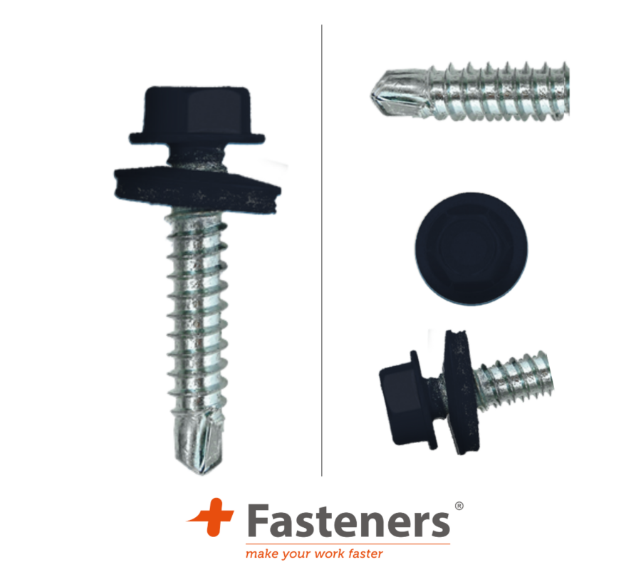 +Fasteners® Dakpanplaatschroeven met Kleur 4,8x35 Zn R5004 100 st.