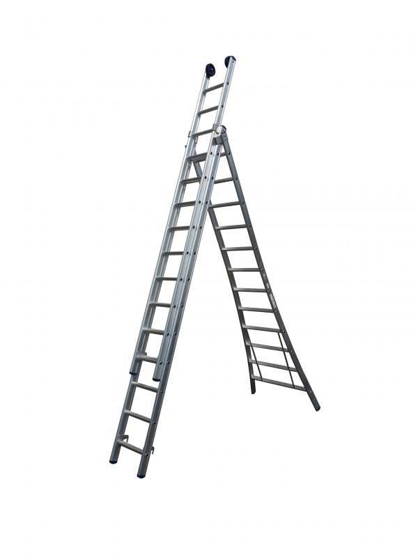 Reform ladder uitgebogen + toprollen 3 ladders 9 tredes, 2.50m, 5.50m