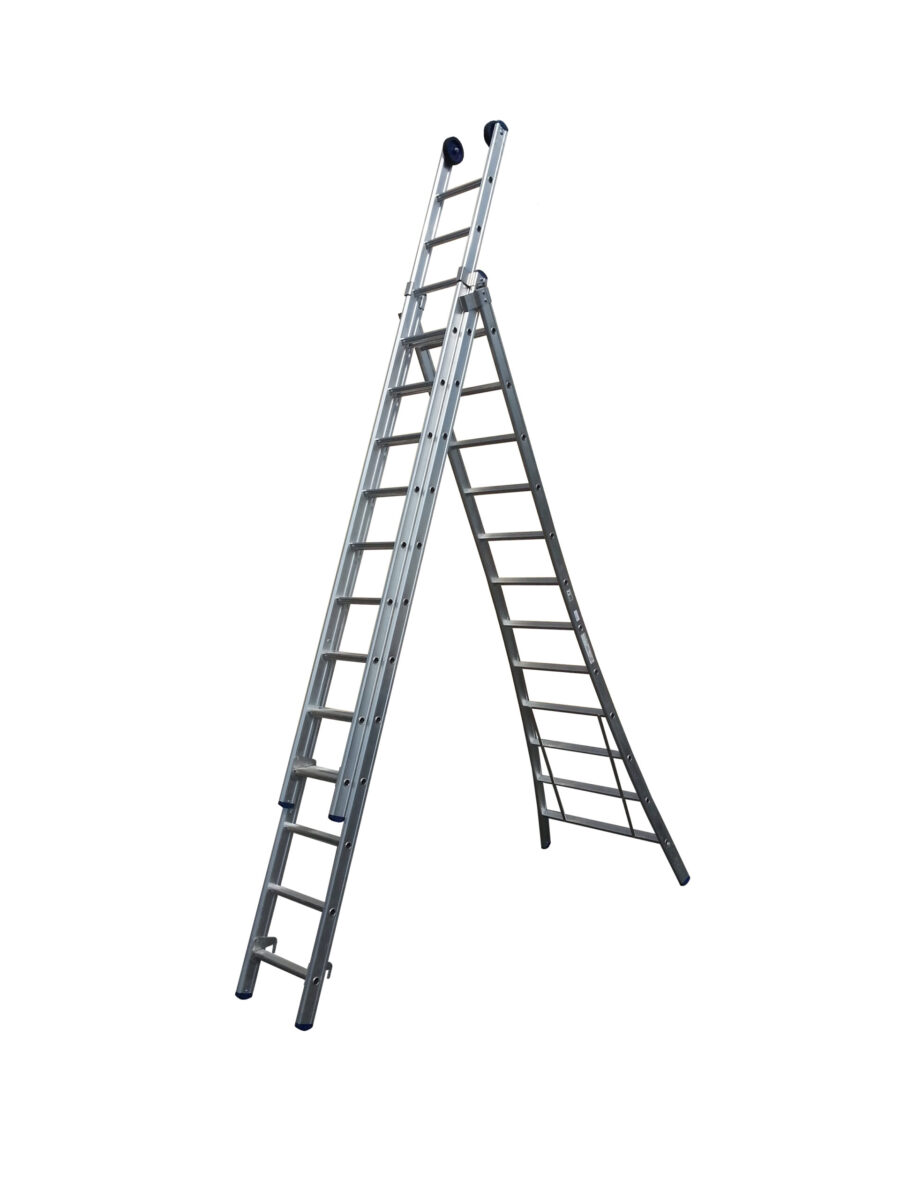 Reform ladder 3x12 uitgebogen geanodiseerd 3 ladders 12 tredes C, 3.25m, 7.75m