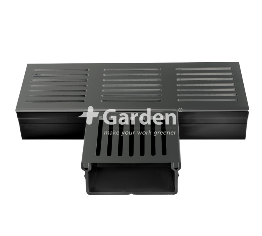 +Garden® Aqua Drain 100/50 T-stuk met zwart aluminium rooster