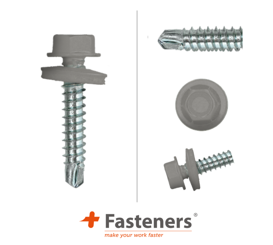 +Fasteners® Dakpanplaatschroeven met Kleur 4,8x35 Zn R9007 100 st.