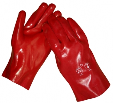 Werkhandschoenen PVC rood 35cm
