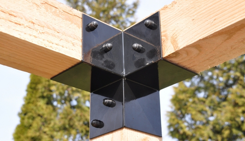 Pergola Hoekverbinding Zwart voor 12 x 12 cm balken met Bevestigingsmateriaal - Per Stuk